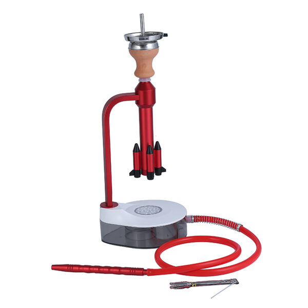 Rocket Aluminum Acrylic Water Pipe Smoking Portable Hookah With LED Light - Image 4