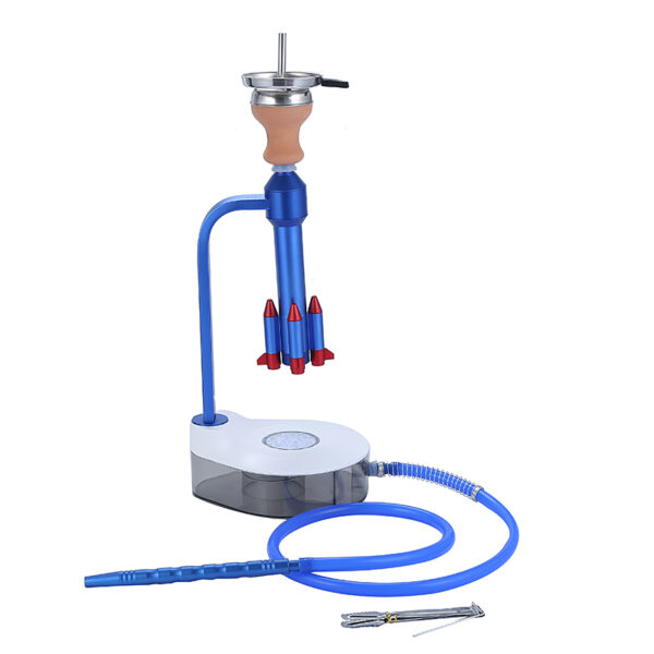 Rocket Aluminum Acrylic Water Pipe Smoking Portable Hookah With LED Light - Image 2