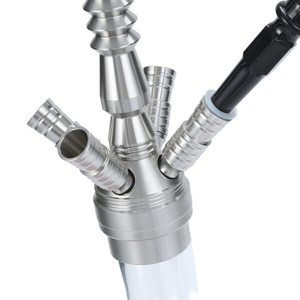 Premium 4 Hose Hookah Set Aluminum Shisha Kit with Coal Tongs Ashtray And Ceramic Bowl - Image 5