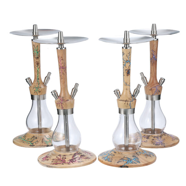 Hookah Set Modern 24.5" Wookah Complete Set Luxury Wood Shisha Kit - Image 2