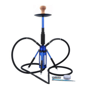 2 Hoses Hookah Set Complete Modern Rocket Shape Shisha Kit with LED Light