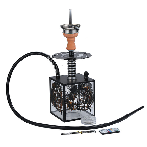 Wholesale Cube Acrylic Square Hookah Portable Box Shisha with Led Light Silicone Bowl