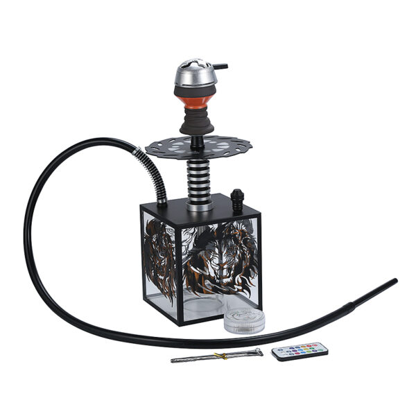 Wholesale Cube Acrylic Square Hookah Portable Box Shisha with Led Light Silicone Bowl - Image 2