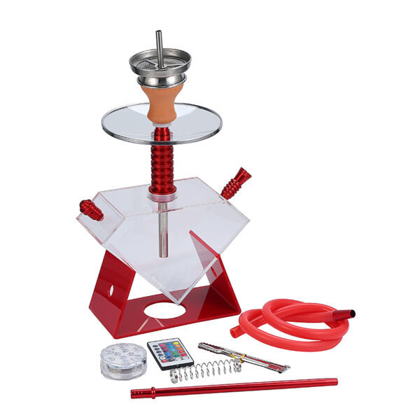 Triangle LED Light Shisha Heart Shape Acrylic Hookah Complete Set - Image 2