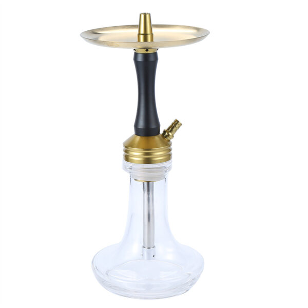 Medium Size Gold Black Metal Hookah Set - Image 2