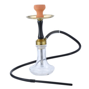 Medium Size Gold Black Metal Hookah Set