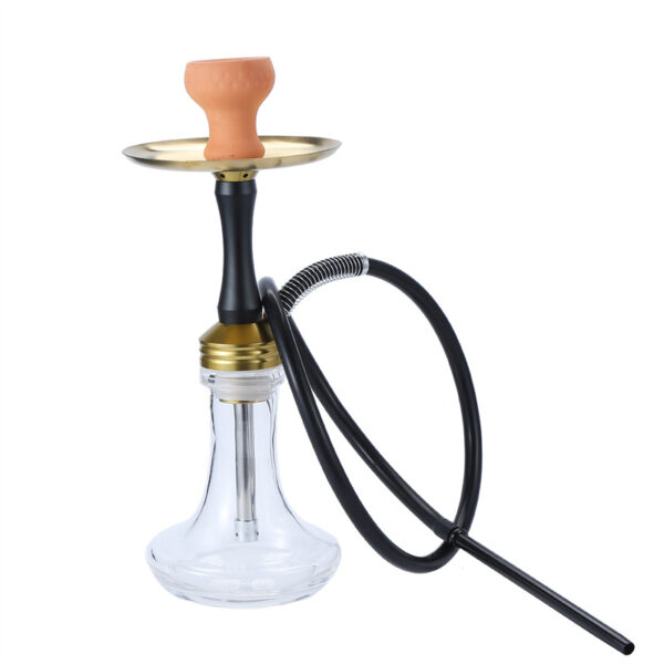 Medium Size Gold Black Metal Hookah Set - Image 6