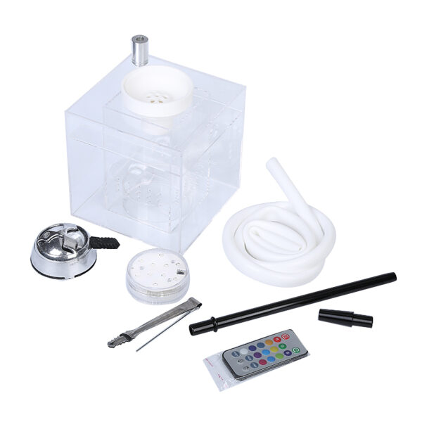 Wholesale Acrylic Square Hookah with LED Light Box Shisha - Image 3