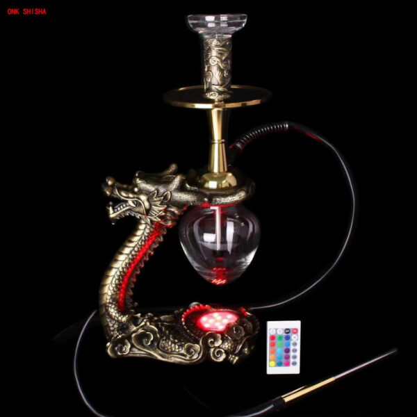 Luxury Dragon Shape Hookah Full Set China Dragon Shisha Hookah Set LED Resin Shisha Hookah Complete Chicha for Party Bar - Image 3