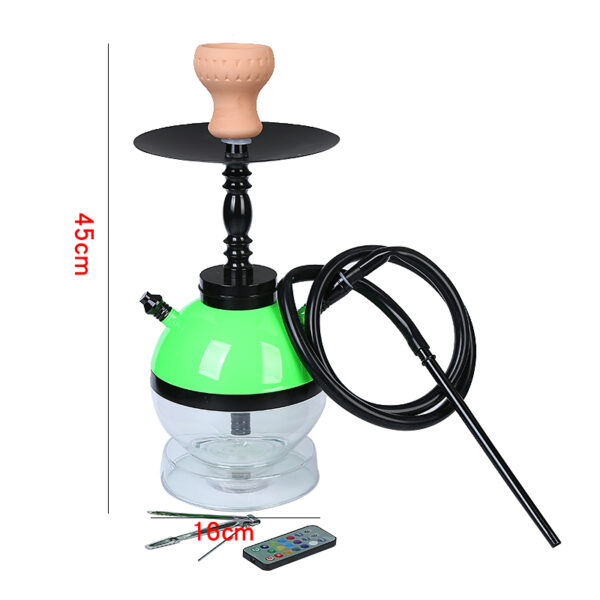 Arabian Hookah Finished LED Acrylic Round Pot Hookah Set - Image 2